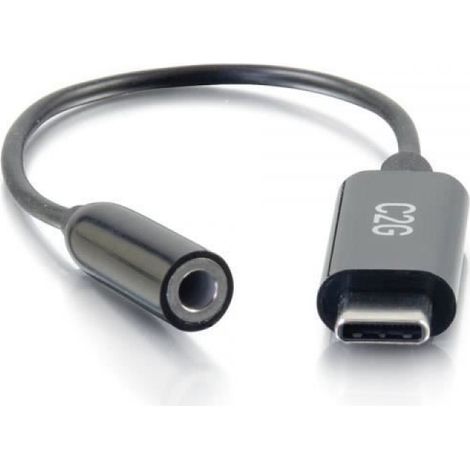 Câble Téléphone Portable - USB-C Vers Jack 3,5 Mm - Longueur 0,09 M - Noir - 1 Pièce (1/4)
