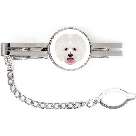 Bichón Frisé, perro de Tenerife - pinza de corbata geométrica con foto e inscripción Art-Dog (1/4)