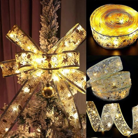 Guirlandes lumineuses de Noël en ruban brillant, guirlandes lumineuses décoratives pour sapin de Noël, décorations pour extérieur, mariage, jardin, fêtes, etc. (1/5)