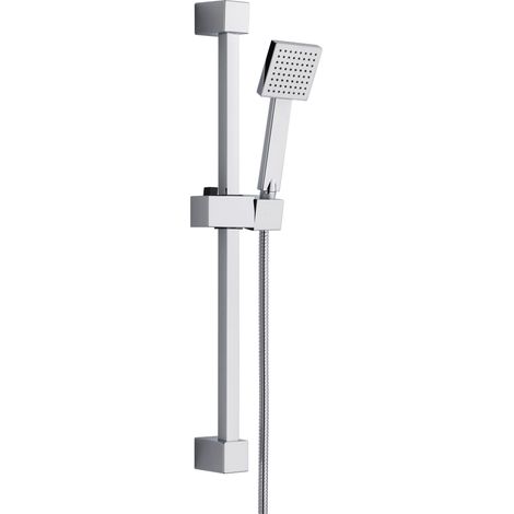 Chrome Shower Riser Rail, Shower Head and 1.5m hose