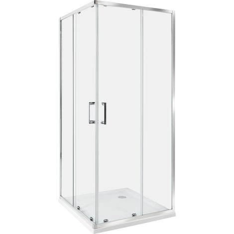 Cabina de ducha vidrio templado puerta doble corredera plateado 80 x 80 x 185 cm Tela (1/5)