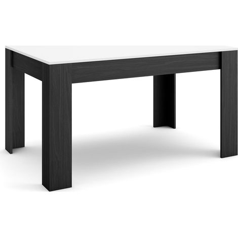 Skraut Home - Mesa Comedor, Mesa Fija Cocina y Salón, 140x90x76 cm, Para 6 comensales, Muebles Comedor, Estilo Moderno, Blanco y negro (1/5)