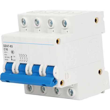 Disjoncteur miniature 4P, montage sur rail DIN, interrupteur à air basse tension 400 V CA, 16 A, DZ47‑63 C16 (1/5)