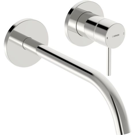 Hansa Public Waschtisch-Einhebelmischer Fertigmontageset, Wandmontage, Ausladung 160-225mm, Rosette rund, Chrom, 57932131 (1/5)