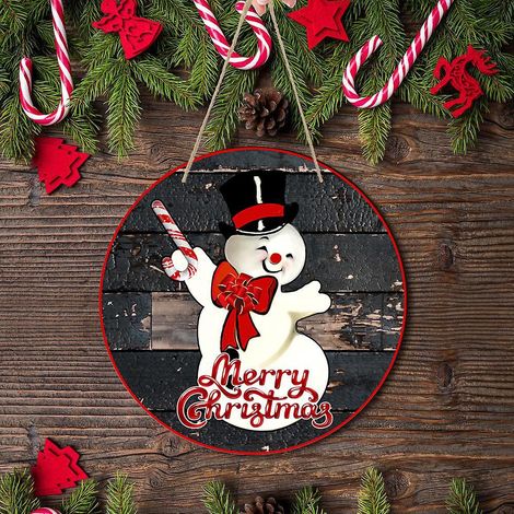 plaque En Bois Suspendre, Bonhomme De Neige Mignon, Dcoration D'intrieur Pour Les Ftes, Plaques En Bois Suspendre (1/5)
