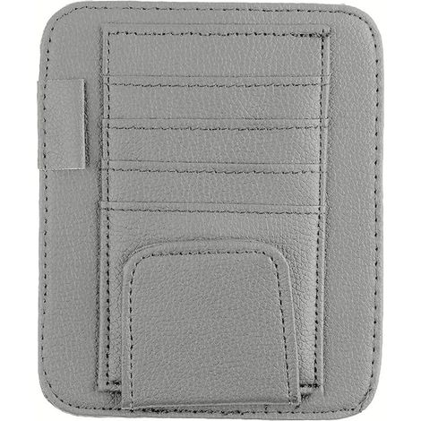 Porte Lunettes pour Voiture, Cuir Clip de Support de Lunettes de Visière de Voiture, pour Lunettes de Soleil Carte Ticket(Gris) (1/5)