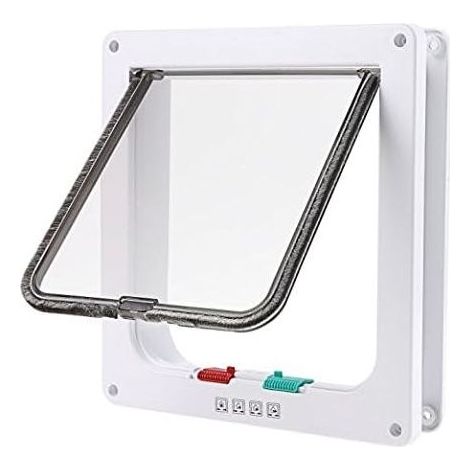 Chatière Porte à 4 Positions Cat Mate Grande Blanc Porte Verrouillable pour Chat ou Chien Facile à Installer(23cmx 25cmx 5.5cm) (1/5)