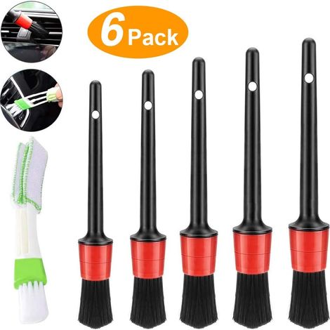 [JAMAIS UTILISÉ]6 pcs Pinceau de Détail,Lot de Brosse Nettoyage Voiture, Brush pour La Voiture,Cleaner Brush Set,Moto Roues de Nettoyage Automobile,Brosse de Nettoyage Voiture Microfibres (1/5)
