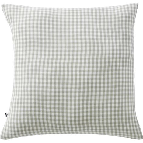 Taie d'oreiller gaze coton Vichy 60 x 60 cm eucalyptus (1/3)