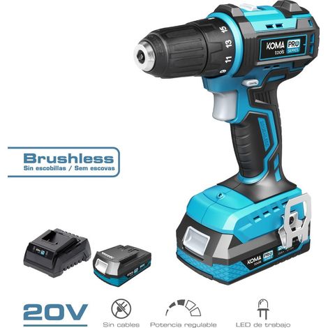 Kit maletin taladro atornillador 20v brushless koma tools pro series battery (1/5)
