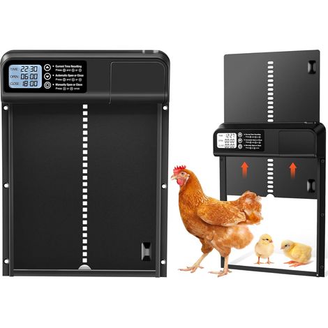 Poulailler automatique avec porte et mode heure – électrique grand écran étanche pour garder les poules en toute sécurité Également disponible portes automatiques chatons 1 - (1/5)