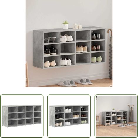 vidaXL Meuble de rangement - Cabinet à chaussures avec étagère Gris béton 103 x 30 x 51 cm (1/5)
