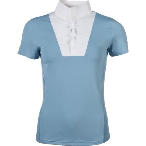XS, azzurro ghiaccio: T-shirt d'équitation à manches courtes modèle Virginia avec empiècement en maille (1/5)