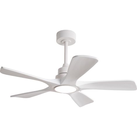 Weiße 42-Zoll-Deckenventilator mit LED-Licht, 5 Holzflügeln, Fernbedienung (1/5)