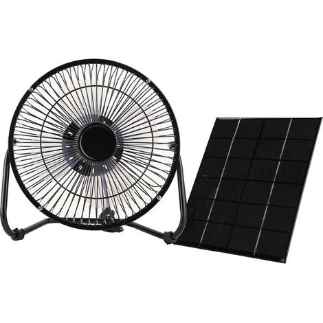 Jeffergarden Ventilateur solaire USB 8", 2.5w/5W 5V avec panneau solaire, ventilateur de refroidissement, voyage en extérieur, alimentation mobile (1/5)
