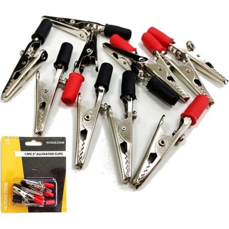 Toolzone 12pc Electrical DIY Crocodile Alligator Spring Clip Set 2"