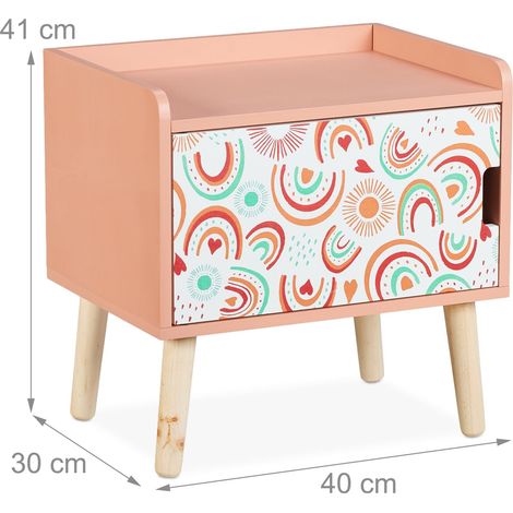 Pratico comodino per bambini portaoggetti altezza 41 x 40 x 30 cm in MDF multicolore 130016874