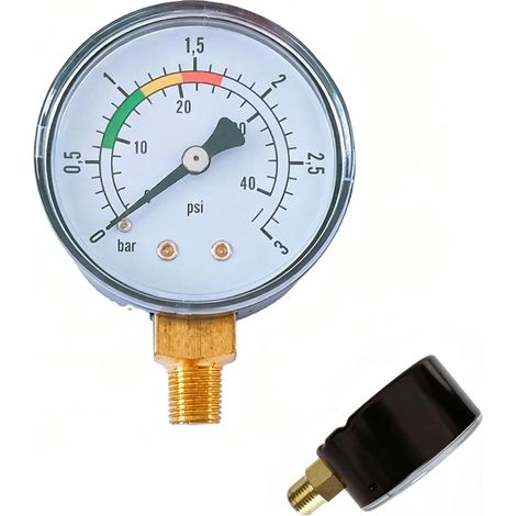 Manomètre de Pression d'Eau 1/4 Pouce, 0-3 BAR/PSI, Précis pour Piscine, Filtre à Sable & Bassin – Surveillance Fiable Filtration (1/5)