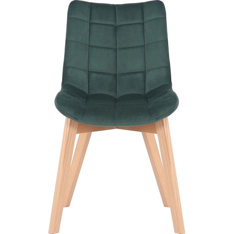 Chaise de salle à manger Passaic en velours avec pieds en Bois de hêtre Vert (1/7)