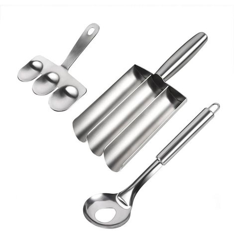 Moule à boulettes de viande en acier inoxydable (lot de 3), moule à boulettes de poisson, outil pour mini-burgers de crevettes. (1/5)