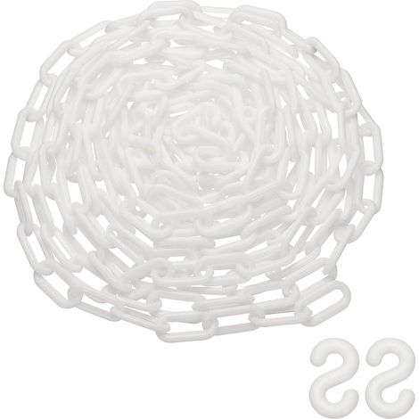 25 Pieds Chaîne En Plastique, Barrière De Sécurité Chaîne 0.8x1.4 Pouce Boucle Léger Imperméable Contrôle Foule File D'attente Concerts Parking DIY Clôture Porte, Blanc (1/5)