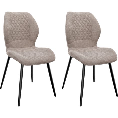 Lot de 2 Chaises salle à manger,Pieds en métal et revêtement en à Motif Diamant,avec Coussin en éponge de lin-Marron (1/5)