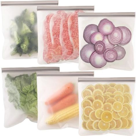 Reusable Ziplock Bags, Food Storage Bags, Leakproof Reusable Gallon Bags for Marinate Meats, Fruit, Snack, Home Organization, Eco-Friendly, Pack of 6 (1/5)