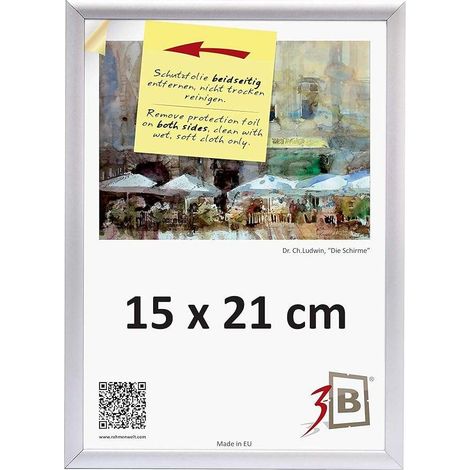 Cornice portafoto in alluminio con vetro acrilico 15x21 cm A5 argento opaco