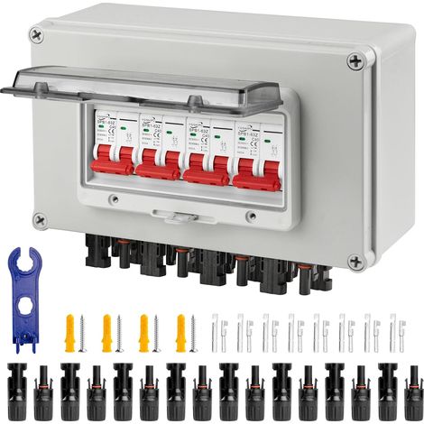Boîtier de Couplage Solaire PV DC, Protection Contre Les Surtensions Pv Dc12v-Dc400v 4ChaîNes, 2P 30A,BoîTe De Combinateur Solaire éTanche Pour Montage Mural,Ip67 éTanche Pour SystèMe Pv Solaire (1/5)
