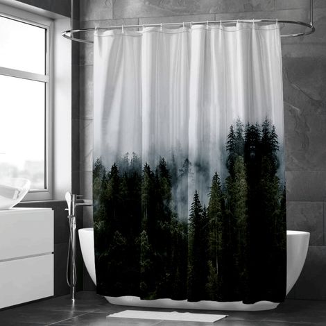 Rideau de douche style encre abstrait doux, polyester salle de bain, 150x180 cm