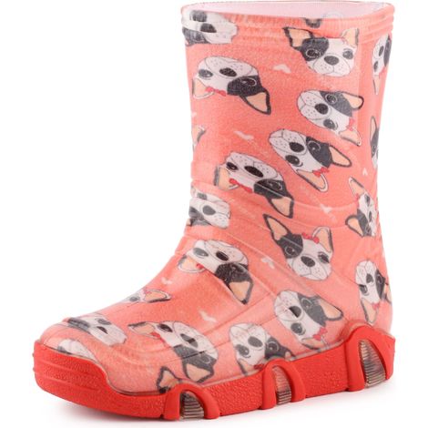 Ladeheid Bottes de Pluie Chaussure Enfant Fille Garçon SwkBW 206 (Rose/Chiens, 25/26 EU)