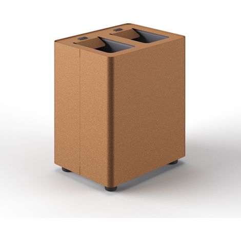 Pattumiera a 2 Scomparti Totale 16 L 33x25,5x39 cm con Contenitori Interni in Acciaio Verniciato Corten