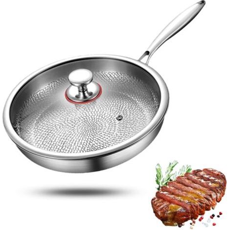 Neptune – Poêle à frire en titane 28 cm – Acier inoxydable triple couche – Antiadhésive et anti-rayures – Compatible induction, gaz, électrique
