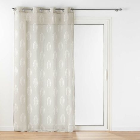 Voilage a oeillets 140 x 240 cm effet lin tissé imprime Indila Beige (1/5)