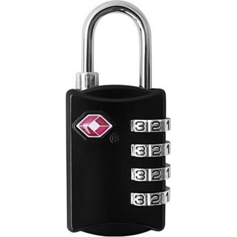 Serrures TSA à 4 chiffres pour bagages, casiers, valises, sacs à dos, sacs d'école et sacs de voyage - Serrure à combinaison portable, résistante à la rouille et sécurisée, noire (1 paquet) (1/4)