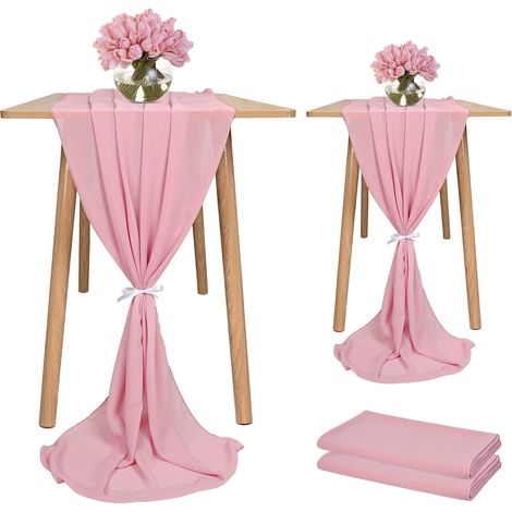 2-teiliger Chiffon-Tischläufer, 71 x 305 cm, romantischer Hochzeitsläufer (1/5)