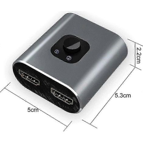Répartiteur HDMI XYCY-Switch 4K - Commutateur HDMI bidirectionnel en aluminium, 2 entrées, 1 sortie, aucune alimentation externe requise, compatible 4K 3D (1/2)