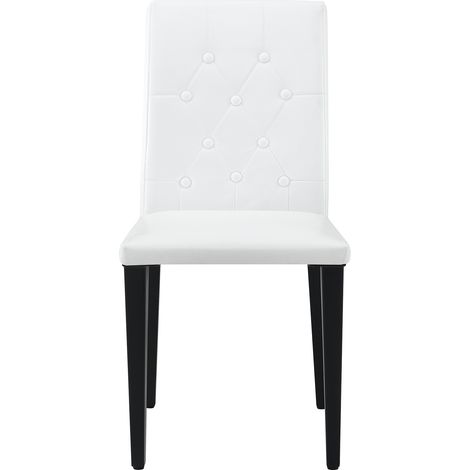 Rundes Esszimmer-Set aus gehärtetem Glas 85 cm mit 4 weißen PU-Stühlen MODENUIT (1/5)