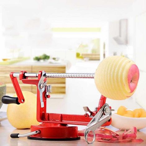 Éplucheur de pommes de terre manuel multifonction en acier inoxydable, vide-fruits et légumes, accessoire de cuisine rouge (1/5)