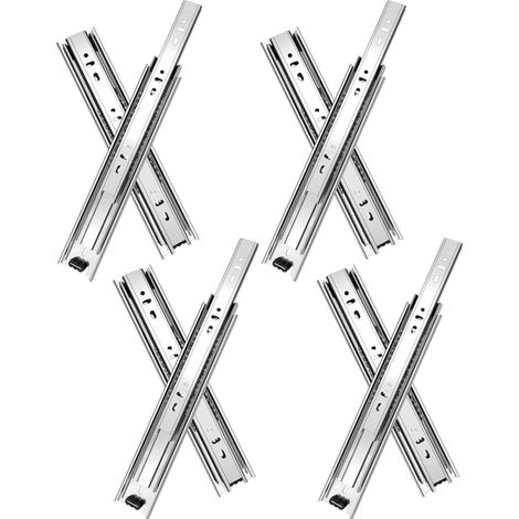 paires glissières de tiroir 50 cm (8 pièces),glissiere pour tiroir, montage latéral,extension complète,coulisse tiroir capacité de 45 kg, argent (1/5)