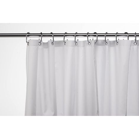 Croydex White Shower Curtain Made from 100% Recycled Poyester, with 12 Rust-Resistant Metal Eyelets, Weighted Hem, Anti-Microbial (1/3)