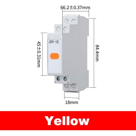 (Jaune AC/DC 220 V) Boîtier de distribution sur rail DIN, voyant d'alimentation, voyant LED, 220 V/24 V, format fin, monop. Voyants d'avertissement rouge et vert. Affichage. (1/5)