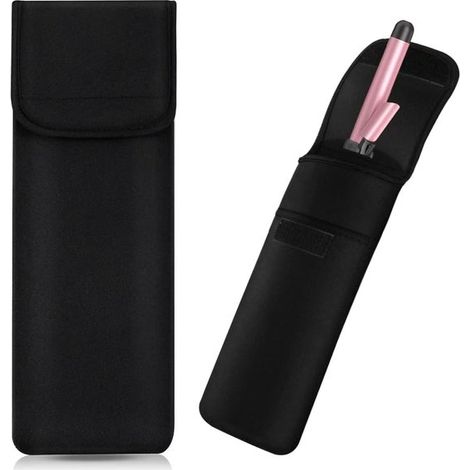 Lot de 2 housses de voyage résistantes à la chaleur, compatibles avec les lisseurs, fers à friser et fers à lisser. Noires, taille unique, élégantes. (1/5)