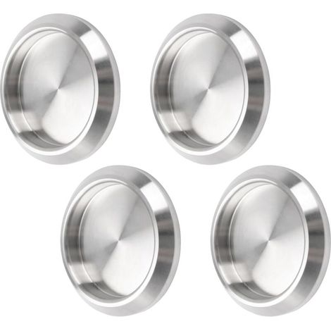 [NEVER USED] Pack of 4 Round Sliding Door Handles Self-Adhesive Furniture Handles Stainless Steel Door Handles for Sliding Doors - Brushed Silver (1/4)