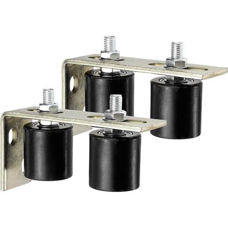 4pcs Galet Guide pour Portail Coulissant 48x50mm, M12 Roulette Nylon avec Équerre Guide au Sol pour Porte Grange Coulissante, Roue Universel avec Roulement à Billes Scellé, Noir (1/5)