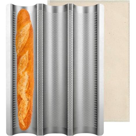 Stampo per baguette - Teglia per 3 baguette - Stampo per pane - 38,5 x 28,5 cm (1/5)