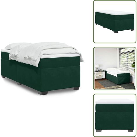 The Living Store Sommier à lattes de lit et matelas Vert foncé 80x200 cm Velours - Lit Double - Lit Avec Sommier - Matelas À Ressorts Ensachés - Lit Velours - Literie (1/5)