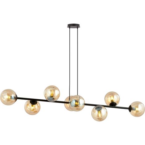 Lampadario Emibig Rossi 8xE14 nero vetro miele 130cm (1/5)