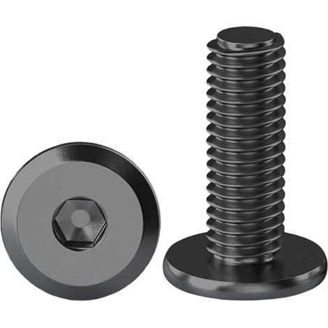 Lot de 10 vis à tête bombée M8 - Vis noires avec six pans creux - Vis à tête plate en acier inoxydable - Vis filetées M8 x 20 mm - Pour la maison, la construction, les machines, les véhicules (1/5)