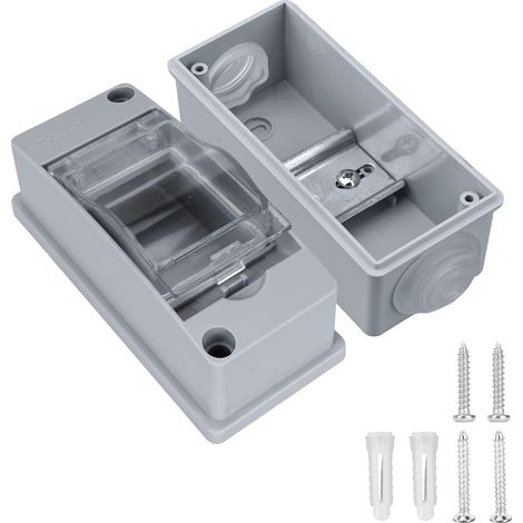 Coffret Electrique Etanche, 2 Modules Boitier Etanche Electrique Boîte à Fusibles Exterieur IP65 ABS de Surface en Plastique (1/5)